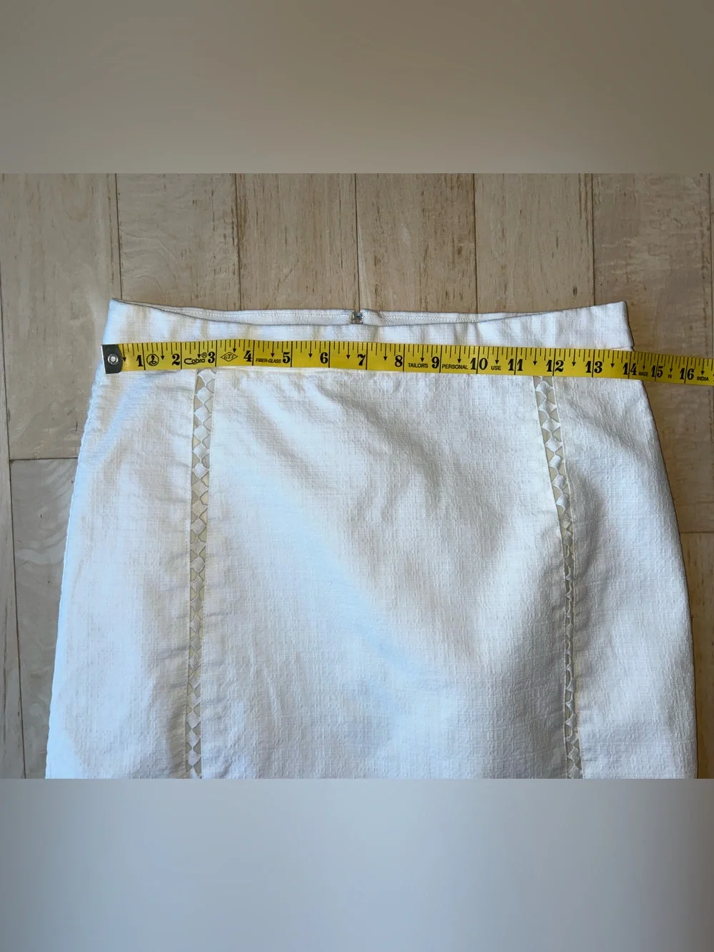 J. Crew Lace Insert Lace Hem Textured Cotton Pencil Skirt Ivory Size 2